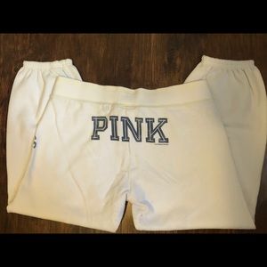 PINK Victoria’s Secret White sweatpant capris